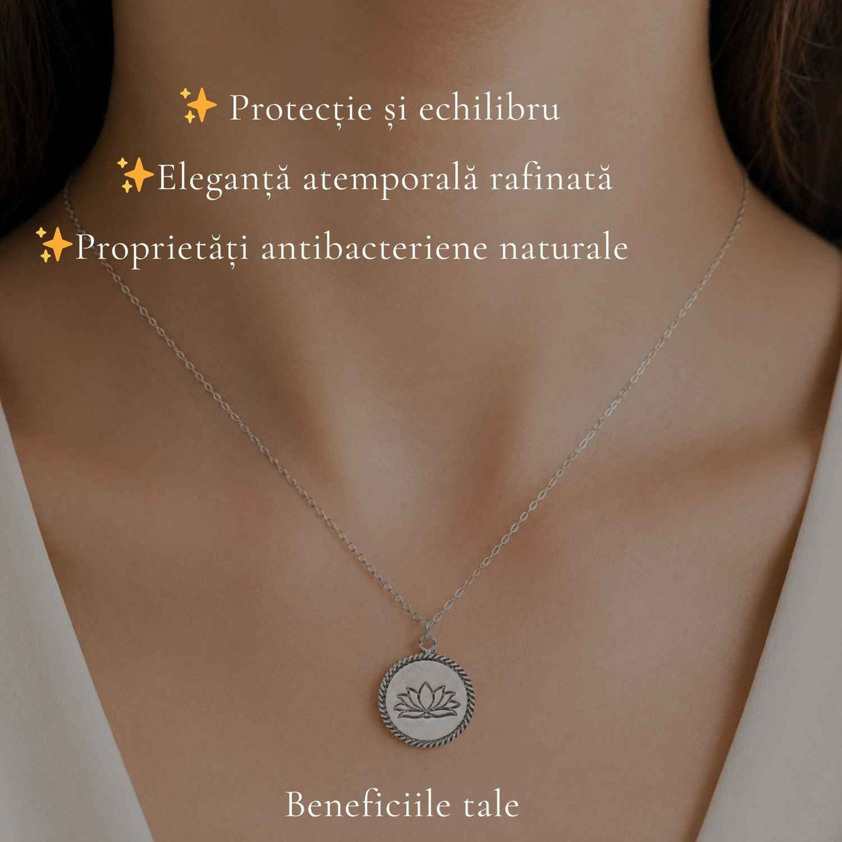 Colier Floare de Lotus din Argint 925 – Echilibru Interior si Renastere Spirituala
