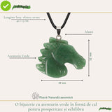 Colier cu Aventurin Verde Natural in Forma de Cal – Noroc, Echilibru si Libertate