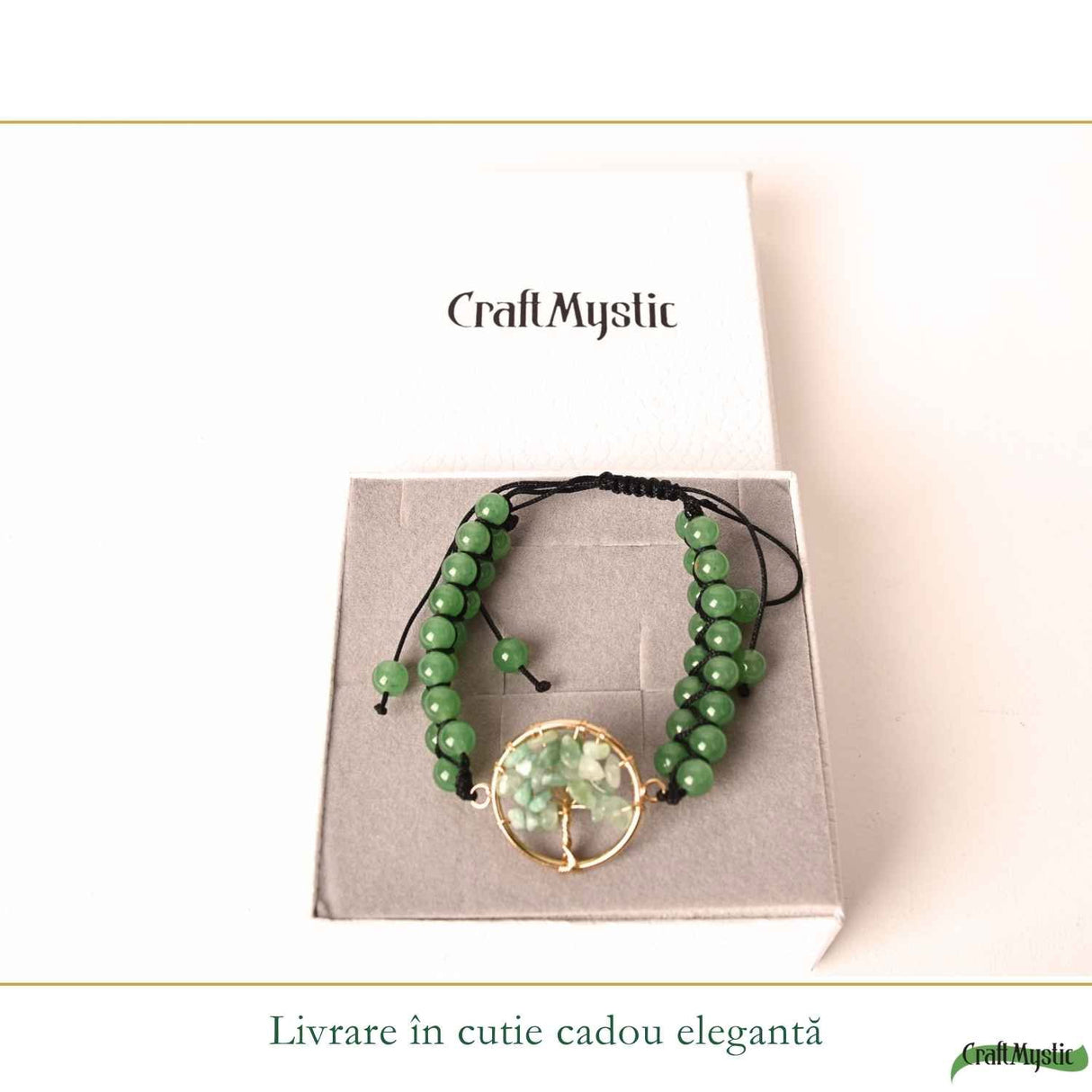 Bratara cu Aventurin Verde si Arborele Vietii – Prosperitate, Armonie si Noroc