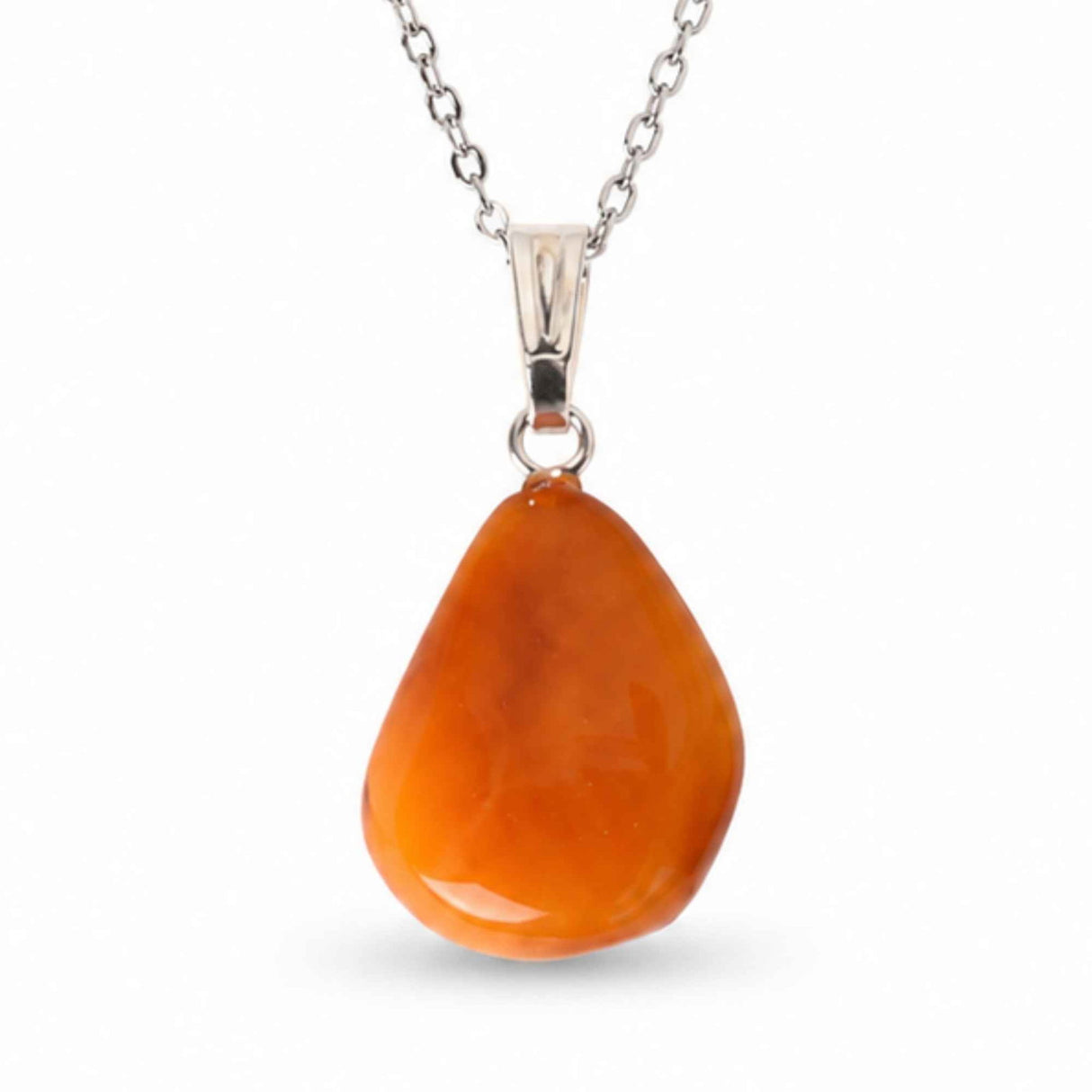 Colier cu Chihlimbar Natural Lacrima si Lant Argint 925 – Energie Calda si Eleganta Delicata