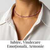 Colier cu pietre naturale de Turmalina Roz fatetata - Iubire, Vindecare si Energie a Inimii