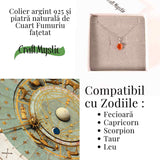 Colier Argint 925 cu Cuart Fumuriu Oval fatetat - Echilibru, Protectie si Liniste Interioara