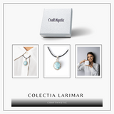 Colier Argintiu cu Larimar Natural Oval/Rotund - Liniste si Conexiune Spirituala