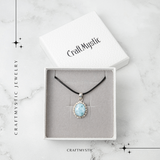 Colier Argintiu cu Larimar Natural Oval/Rotund - Liniste si Conexiune Spirituala