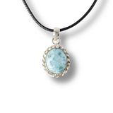 Colier Argintiu cu Larimar Natural Oval/Rotund - Liniste si Conexiune Spirituala