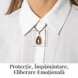 Colier cu Cuart Fumuriu Natural in Forma de Lacrima - Protectie si Echilibru Emotional