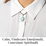 Colier Argintiu cu Larimar Natural Oval/Rotund - Liniste si Conexiune Spirituala