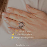 Inel cu Cuart Roz Natural in Forma de Soare – Iubire si Energie Pozitiva