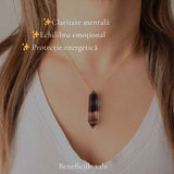 Colier cu Fluorit Natural Dublu Varf – Claritate Mentala si Echilibru Energetic