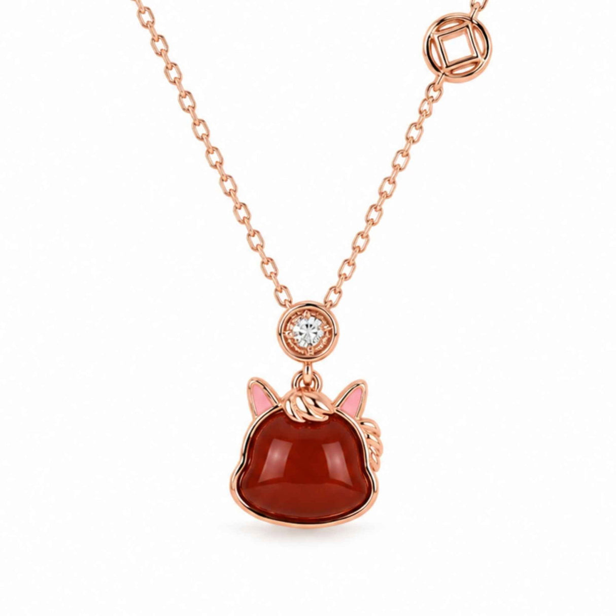 Colier Argint 925 Rose Gold cu Agat Rosu Natural – Curaj, Energie si Eleganta