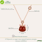 Colier Argint 925 Rose Gold cu Agat Rosu Natural – Curaj, Energie si Eleganta