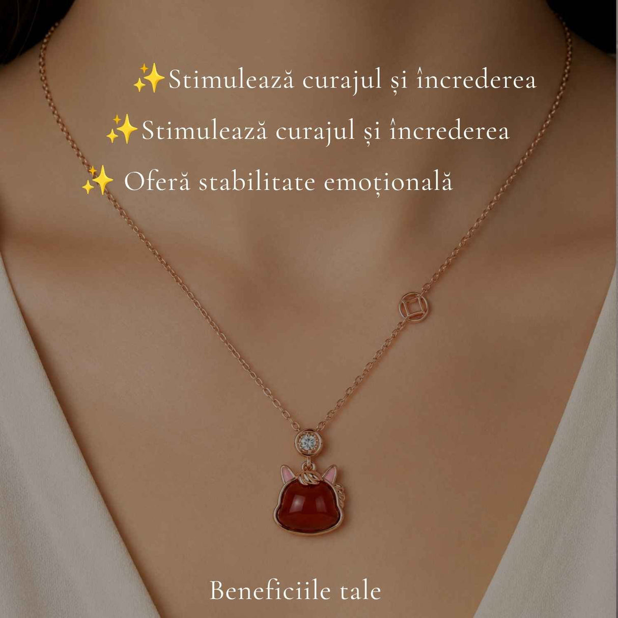 Colier Argint 925 Rose Gold cu Agat Rosu Natural – Curaj, Energie si Eleganta
