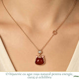 Colier Argint 925 Rose Gold cu Agat Rosu Natural – Curaj, Energie si Eleganta