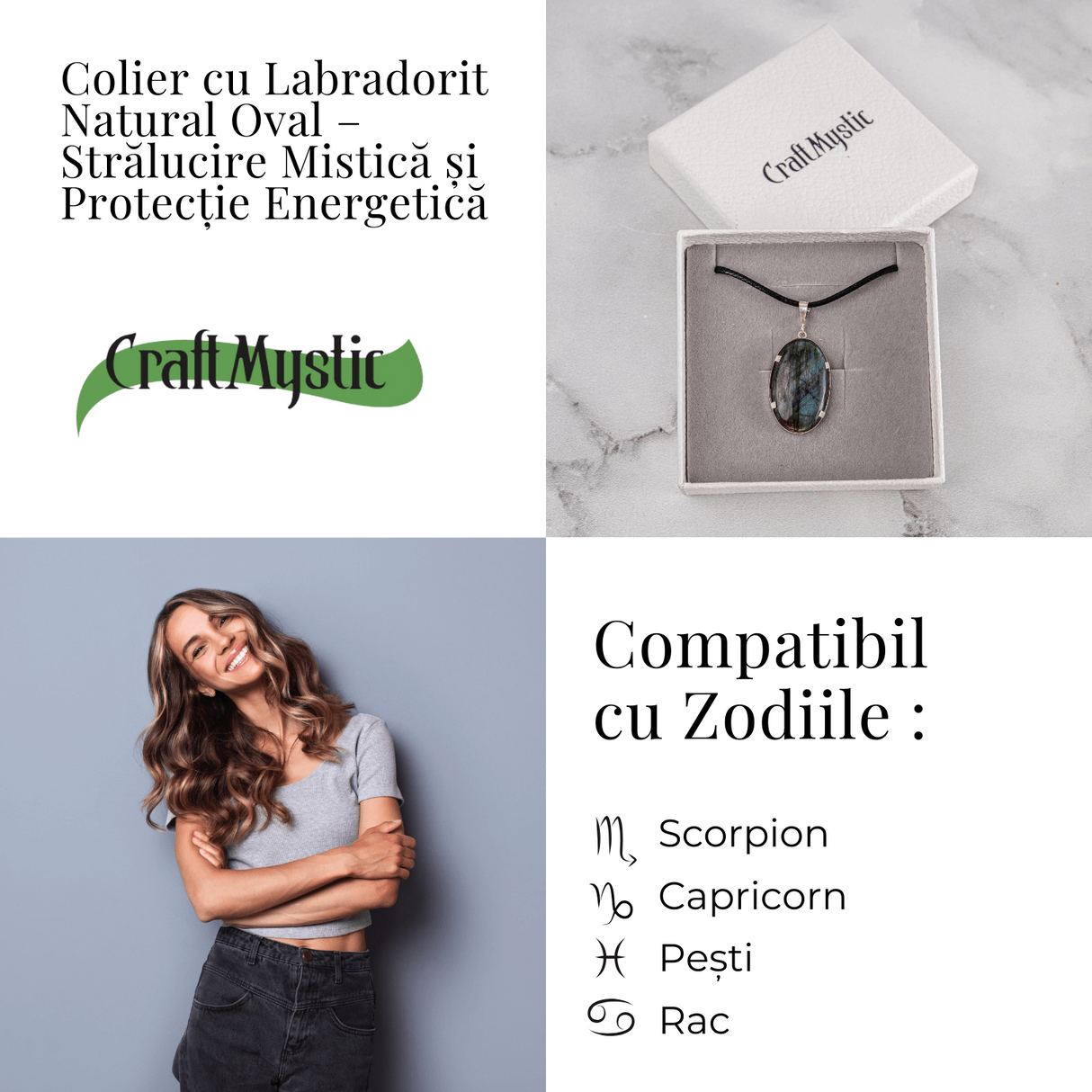 Colier cu Labradorit Oval - Stralucire Mistica si Protectie Energetica