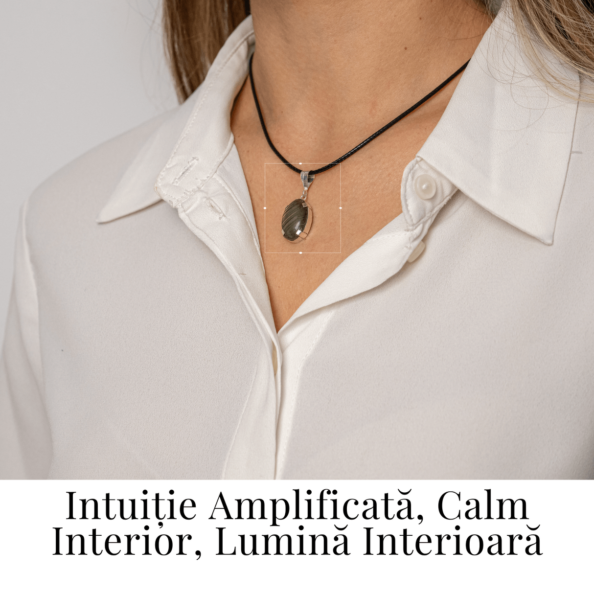 Colier cu Labradorit Oval pe Snur Cerat - Claritate Interioara, Intuitie si Lumina Mistica