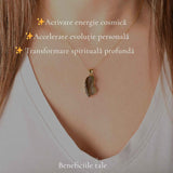 Colier Argint 925 Placat Aur 18K cu Moldavit Natural – Energie si Transformare