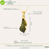Colier din Argint Placat Aur 18K cu Moldavit – Putere Interioara si Evolutie