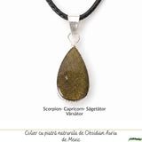 Colier cu Obsidian Auriu de Mexic in Forma de Lacrima – Protectie si Claritate Interioara
