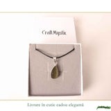 Colier cu Obsidian Auriu de Mexic in Forma de Lacrima – Protectie si Claritate Interioara