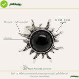 Inel cu Obsidian Natural in Forma de Soare – Protectie si Putere Interioara