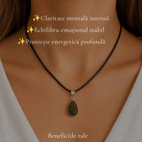 Colier cu Obsidian Auriu de Mexic in Forma de Lacrima – Protectie si Claritate Interioara