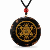 Colier Orgonit cu pietre naturale de Obsidian si Cubul lui Metatron – Protectie si Echilibru Interior