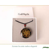 Colier Orgonit cu pietre naturale de Obsidian si Cubul lui Metatron – Protectie si Echilibru Interior