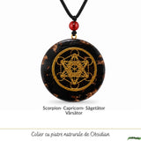 Colier Orgonit cu pietre naturale de Obsidian si Cubul lui Metatron – Protectie si Echilibru Interior
