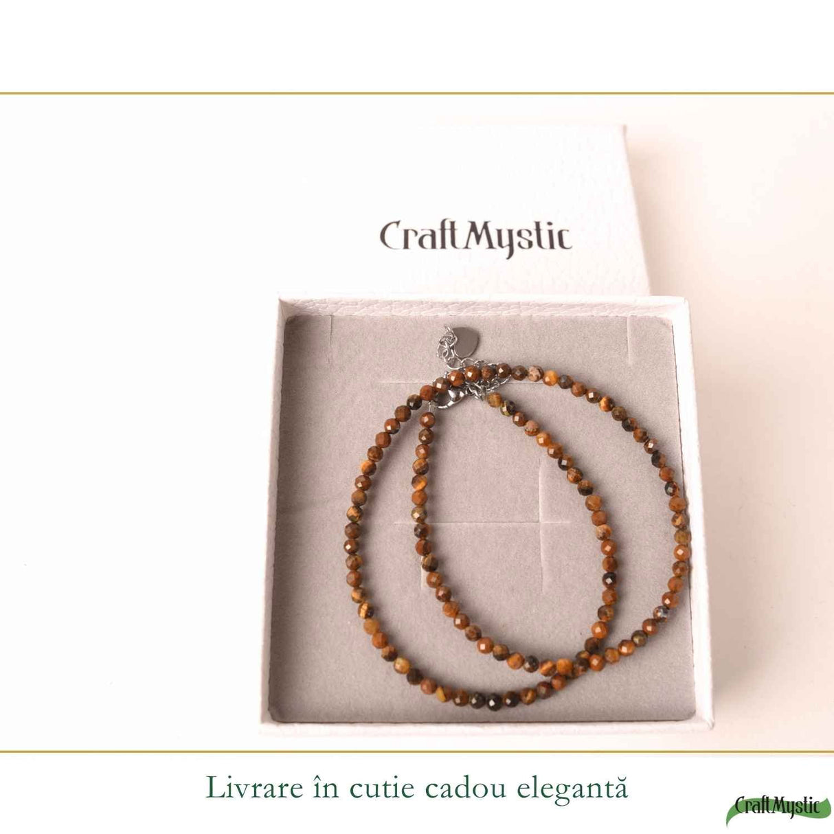 Colier fin la baza gatului tip Choker cu Ochi de Tigru Fatetat 3 mm – Curaj si Eleganta Naturala