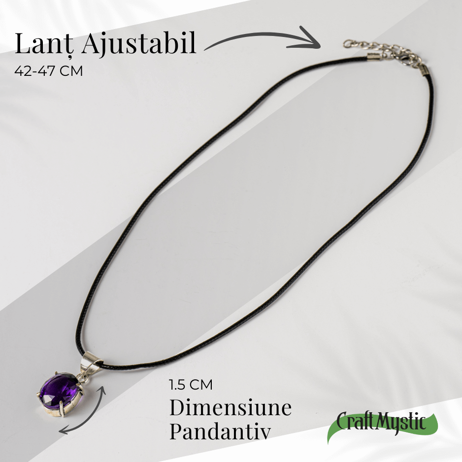 Colier Ametist Fatetat Oval - Claritate Mentala si Echilibru