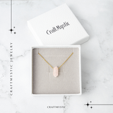 Colier din Cuart Roz Natural cu Pandantiv Fatetat Hexagonal
