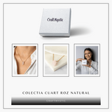 Colier din Cuart Roz Natural cu Pandantiv Fatetat Hexagonal