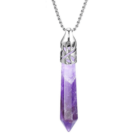 Colier cu Ametist, Inox (oțel inoxidabil) – CraftMystic