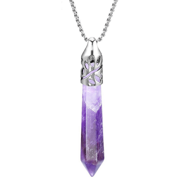 Colier cu Ametist, Inox (oțel inoxidabil) – CraftMystic