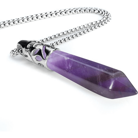 Colier cu Ametist, Inox (oțel inoxidabil) – CraftMystic
