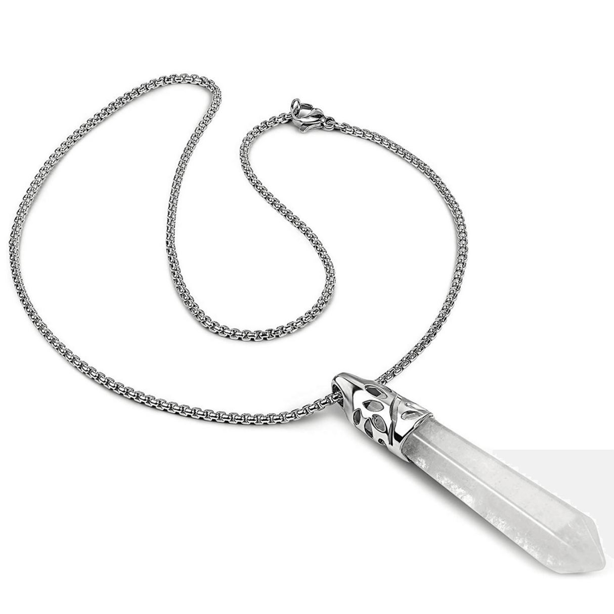 Hexagonal Clear Quartz Crystal Pendant Necklace - A powerful and protective stone, it releases stress and calms emotions