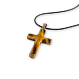 Colier cu Ochi de Tigru Natural in Forma de Cruce - Protectie si Echilibru Energetic