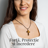Colier cu Ochi de Tigru Natural in Forma de Cruce - Protectie si Echilibru Energetic