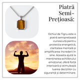 Colier cu Ochi de Tigru Natural si Pandantiv Dreptunghiular - Putere si Protectie