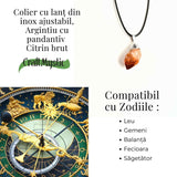 Colier cu pandantiv varf Citrin argintiu - Energie si Prosperitate