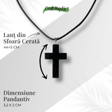 Colier cu Pandantiv Cruce din Shungit Natural - Protectie Energetica si Liniste Interioara