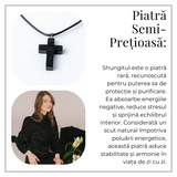 Colier cu Pandantiv Cruce din Shungit Natural - Protectie Energetica si Liniste Interioara