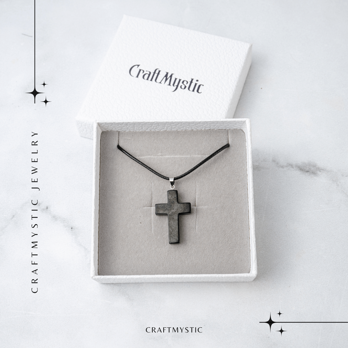 Colier cu Pandantiv Cruce din Shungit Natural - Protectie Energetica si Liniste Interioara