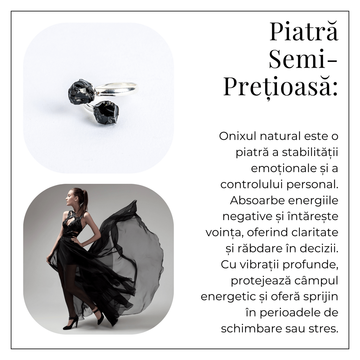 Simplitate cu vibratie puternica - Inel din dublu onix natural