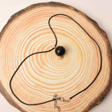 Colier cu piatra semipretioasa rotunda Obsidian - pandantiv din pietre pretioase naturale mixte 7 Chakre - Copie