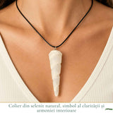 Colier cu Selenit Natural Con Spiralat – Claritate, Echilibru si Energie Luminoasa