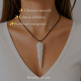 Colier cu Selenit Natural Con Spiralat – Claritate, Echilibru si Energie Luminoasa