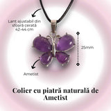 Colier ajustabil fluture cu Ametist - Protectie si Eleganta