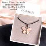 Colier ajustabil fluture cu Cuart Roz - Protectie si Eleganta