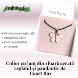 Colier ajustabil fluture cu Cuart Roz - Protectie si Eleganta